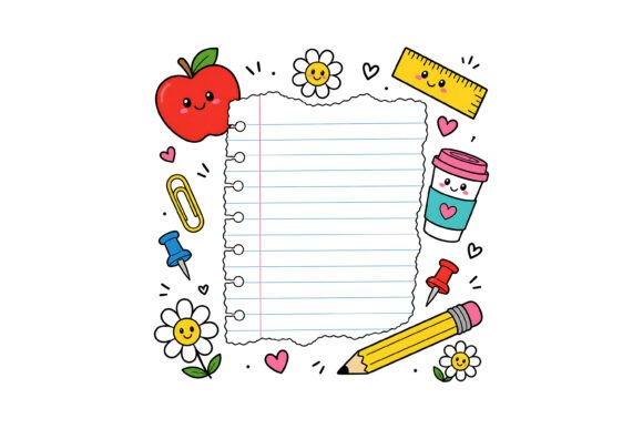 Cute Kawaii School Note Frame Design: Adorable Visuals for Creators