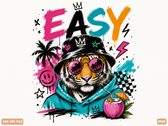 Easy Tiger Retro Summer PNG Design: Capture Vintage Sunshine