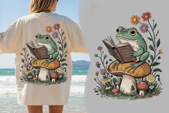 Reading Frog Mushroom PNG: A Whimsical Design for Creative Projects