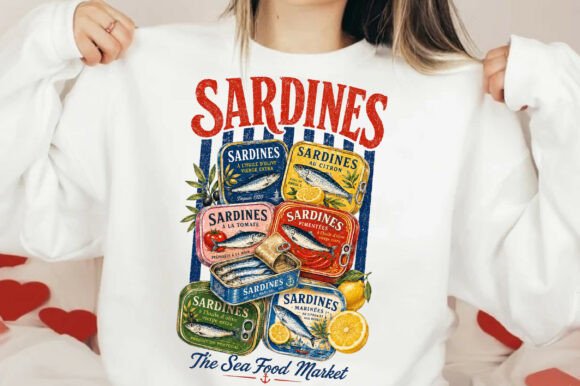 Retro Sardines T-Shirt Design: A Vintage Graphic for Modern Makers